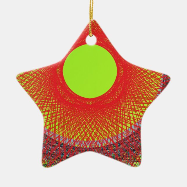 Adorno De Cerámica arte abstracto de sol verde (Frente)