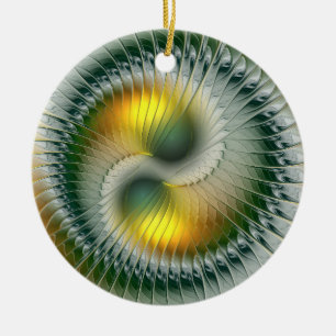 Adorno De Cerámica Arte abstracto fractal de colores de Navidad Yin Y
