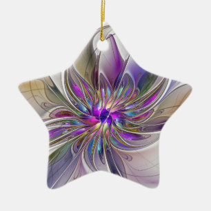Adorno De Cerámica Arte abstracto fractal de flores enérgico y colori