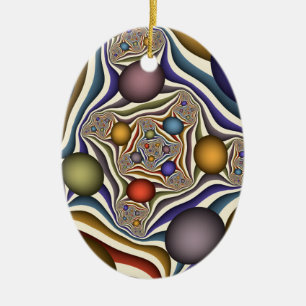 Adorno De Cerámica Arte abstracto fractal moderno colorido volando
