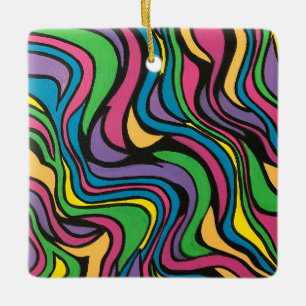 Adorno De Cerámica Arte abstracto psicodélico atrevido Neon Brook