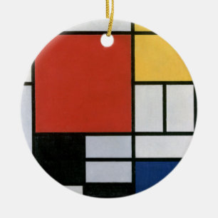 Adorno De Cerámica Arte abstracto rojo azul amarillo de Piet Mondrian