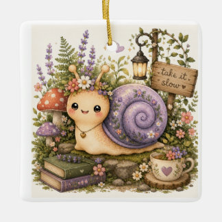 Adorno De Cerámica Arte Acuarela de Caracol Cottagecore Caprichoso