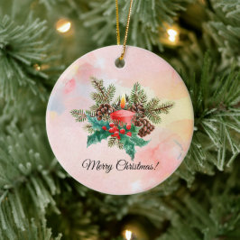 Adorno De Cerámica Arte acuático de velas y mistletoe