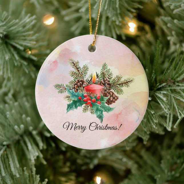 Adorno De Cerámica Arte acuático de velas y mistletoe (Árbol)