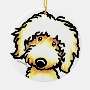 Adorno De Cerámica Arte amarillo de Labradoodle personalizado