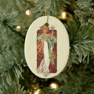 Adorno De Cerámica Arte Antiguo Modernista, Champán de Alphonse Mucha