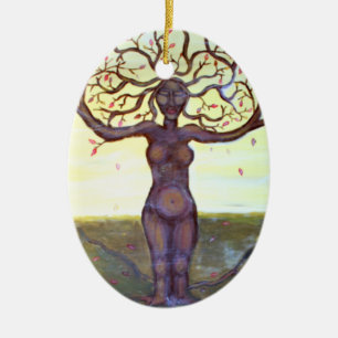 Adorno De Cerámica Arte "arraigado" de la diosa del árbol
