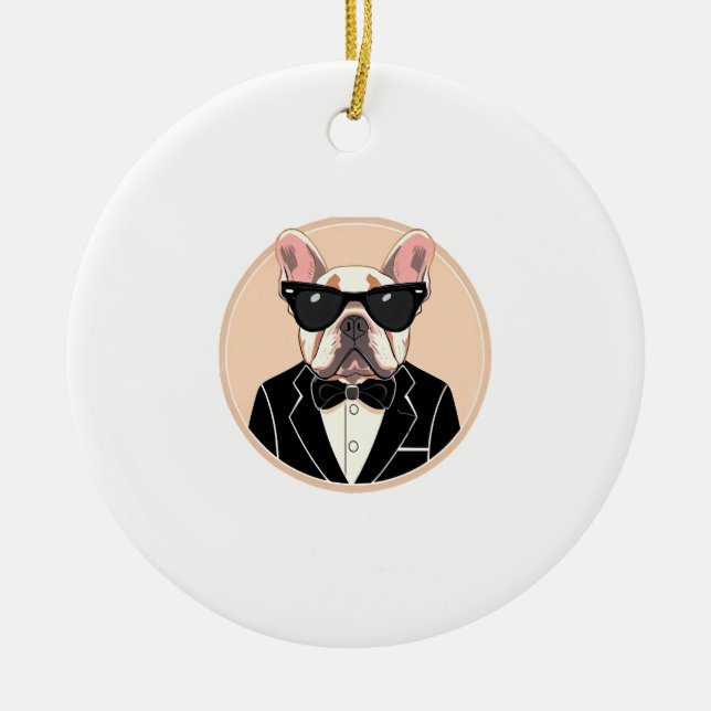 Adorno De Cerámica Arte Bulldog francés (Frente)