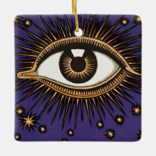 Adorno De Cerámica Arte Celestial Místico del Ojo que Todo lo Ve Vint