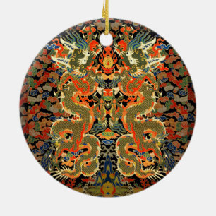 Adorno De Cerámica Arte colorido dragón asiático chino