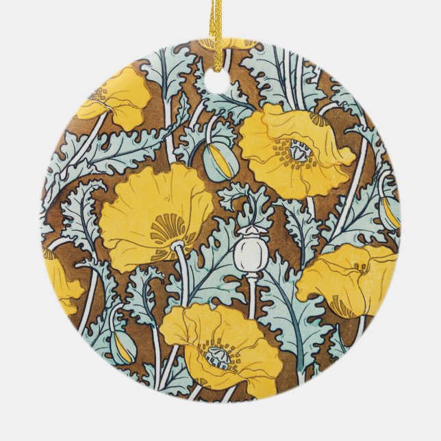Adorno De Cerámica arte de amapola flor amarillo ilustracion (Atrás)