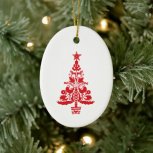Adorno De Cerámica Arte de árbol de navidad escandinavo rojo