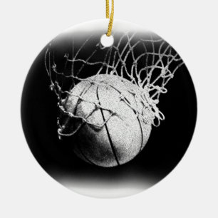 Adorno De Cerámica Arte de baloncesto en blanco y negro