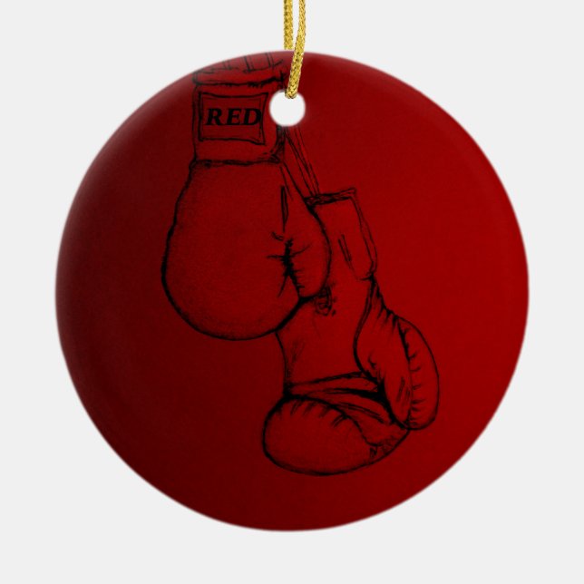 Adorno De Cerámica Arte de boxeo directo al Punch. Árbol cerámico dic (Frente)