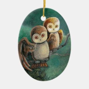 Adorno De Cerámica Arte de búhos amigos de búhos