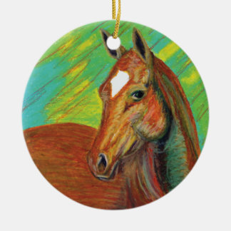 Adorno De Cerámica Arte de cabeza de caballo de castaño