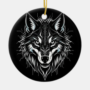 Adorno De Cerámica Arte de cabeza de lobo