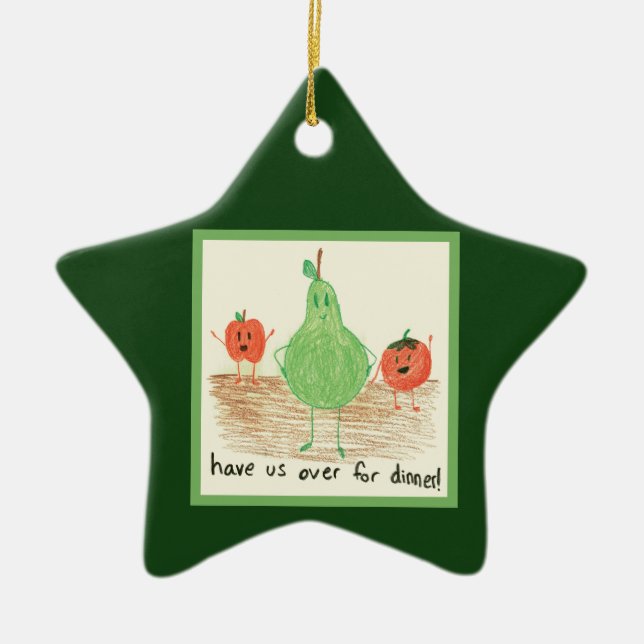 Adorno De Cerámica Arte de comida infantil, verde (Frente)