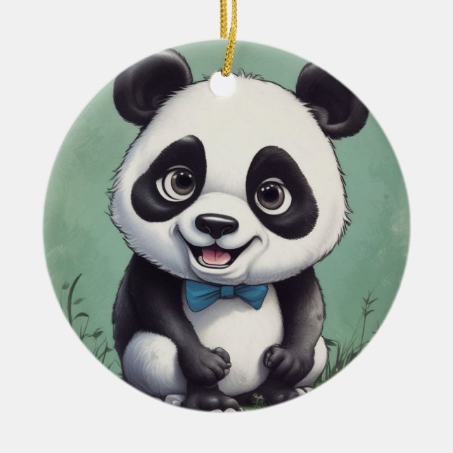 Adorno De Cerámica Arte de dibujo Personalizado Panda (Frente)