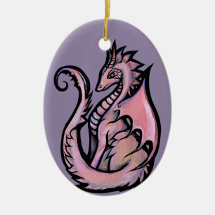 Adorno De Cerámica Arte de dragón rosa diseño de dragones lindos arte