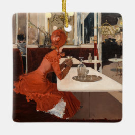 Adorno De Cerámica Arte de época - En el café - Fernand Lungren