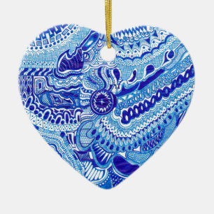 Adorno De Cerámica Arte de estilo Royal Blue and White Ming