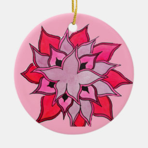 Adorno De Cerámica Arte de flores rosadas y púrpura