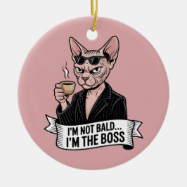 Adorno De Cerámica Arte de gato Sphynx jefe con café