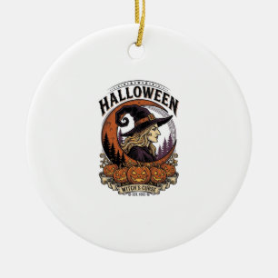 Adorno De Cerámica Arte de grabado de luna de calabaza de Halloween d