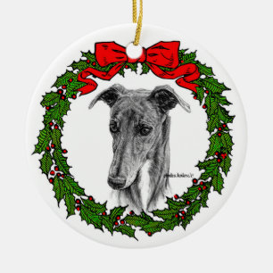 Adorno De Cerámica Arte de Greyhound de Glenda S. Harlan