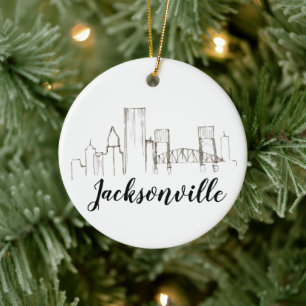 Adorno De Cerámica Arte de Jacksonville Florida Skyline Ilustracion
