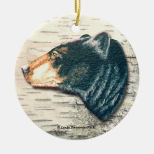 Adorno De Cerámica Arte de la corteza de abedul del oso negro