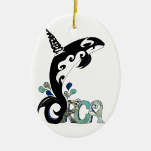 Adorno De Cerámica Arte de la Libertad de las Orcas