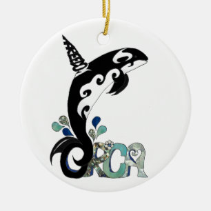 Adorno De Cerámica Arte de la Libertad de las Orcas