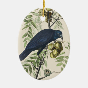 Adorno De Cerámica Arte de la naturaleza del cuervo americano Audubon