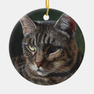 Adorno De Cerámica Arte de la pintura del gato de Tabby de Hana