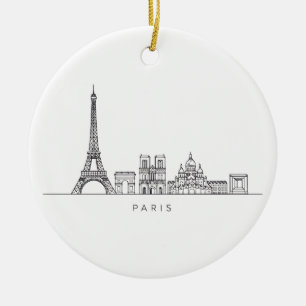 Adorno De Cerámica Arte de línea del horizonte minimalista de París