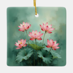Adorno De Cerámica Arte de Loto Rosa