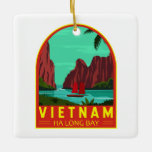 Adorno De Cerámica Arte de moda de viaje de Ha Long Bay Vietnam<br><div class="desc">Diseño de arte vectorial de Ha Long Bay. La Bahía de Hebra Long,  al noreste de Vietnam,  es conocida por sus aguas esmeraldas y sus miles de imponentes islas caliza coronadas por selvas tropicales.</div>