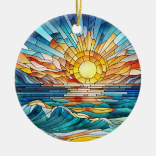 Adorno De Cerámica Arte de mosaico de Ocean Sunset