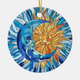 Adorno De Cerámica Arte de mosaico de sol y luna