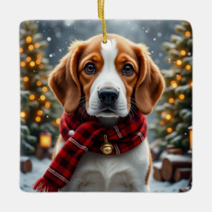 Adorno De Cerámica Arte de Navidad de Beagle