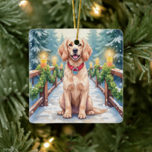 Adorno De Cerámica Arte de Navidad del Boykin Spaniel del Puente Neva