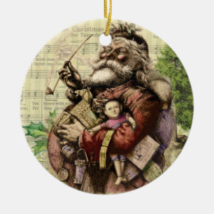 Adorno De Cerámica Arte de Papá Noel de Navidad Victoriana Pintura