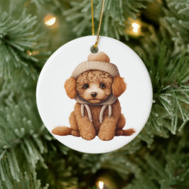 Adorno De Cerámica Arte de perro caniche personalizado