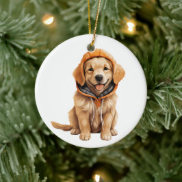 Adorno De Cerámica Arte de perro con recuperador de oro personalizado