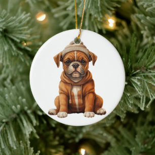 Adorno De Cerámica Arte de perro de boxer personalizado