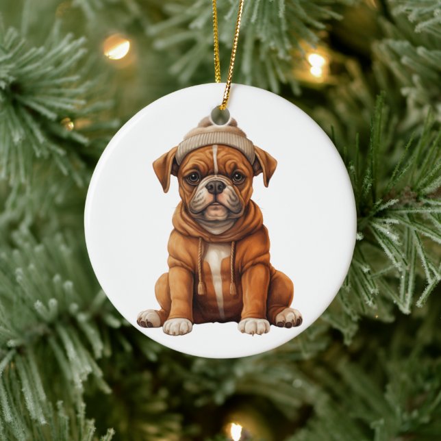 Adorno De Cerámica Arte de perro de boxer personalizado (Árbol)
