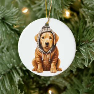Adorno De Cerámica Arte de perro recuperador de labrador personalizad